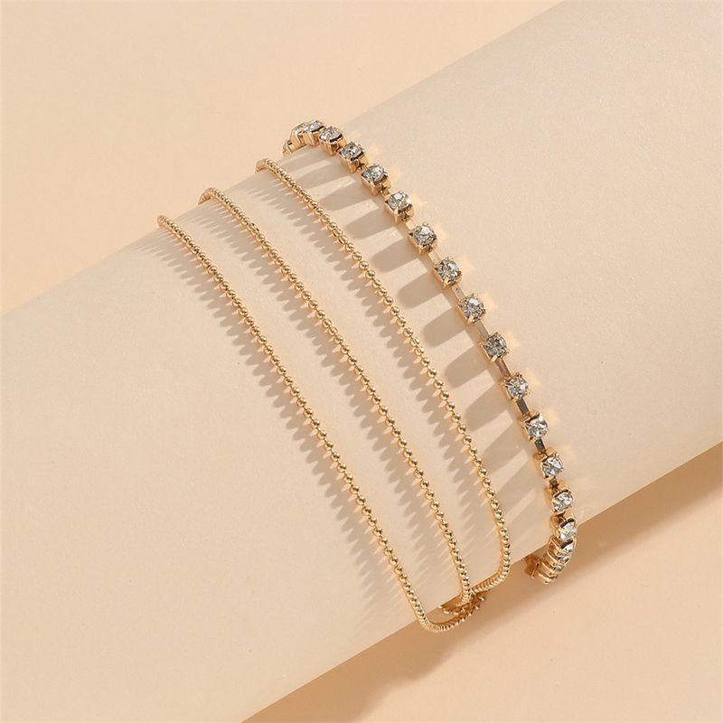 Women's New Simple Cheap Claw Drill Anklet Personality Multi-layer Bead Chain Jewelry_voghion.com