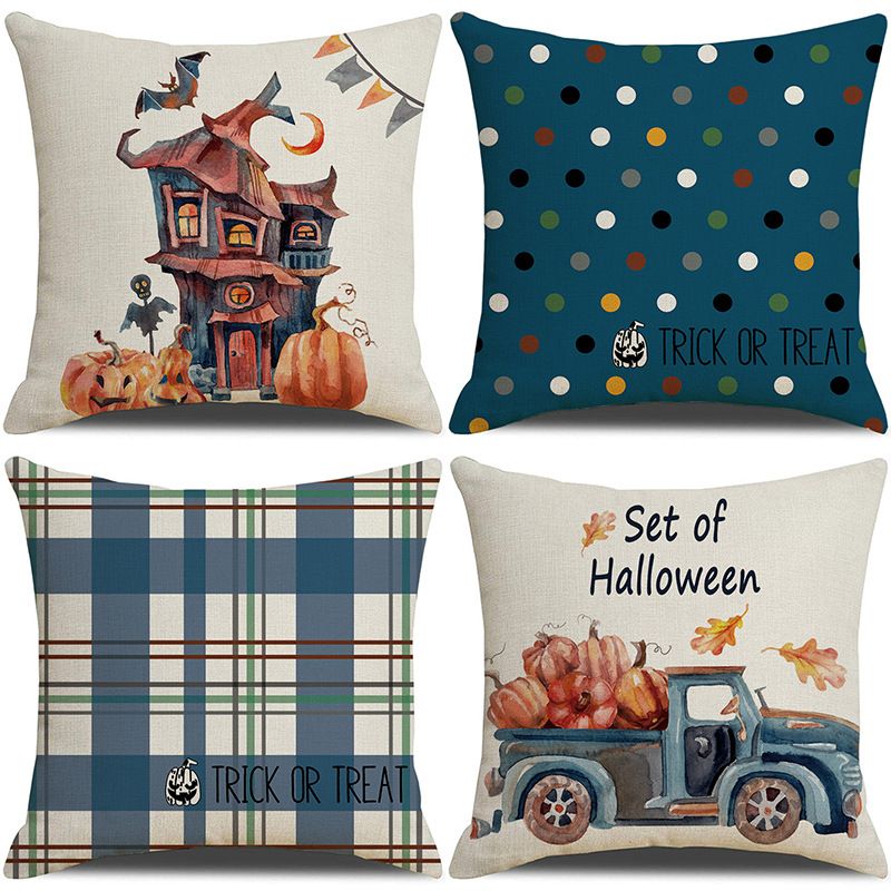 Halloween Dekoration Home Leinen Kissenbezug lustige Kürbiskopf Sofa Kissenbezug Kombination_voghion.com