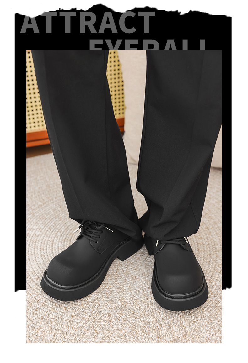 Chaussures Derby Voyage 30617 pour homme, modèle haut de gamme à semelle épaisse noire, tendance, collection 2025, en cuir rehaussant la silhouette._voghion.com