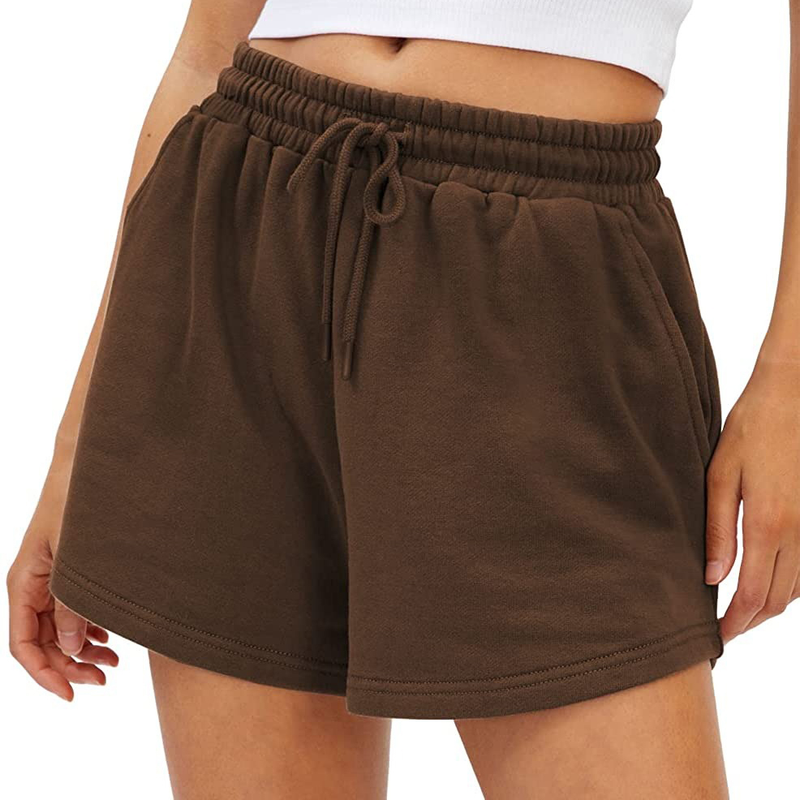 Pantaloncini da fitness da allenamento con tasche a vita alta da corsa elasticizzati sportivi da donna_voghion.com