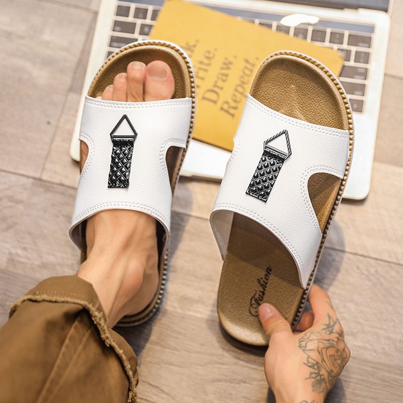 Trendy und modische einteilige Outdoor-PVC-Hausschuhe für Erwachsene, lässige Sommer-Herrenhausschuhe_voghion.com