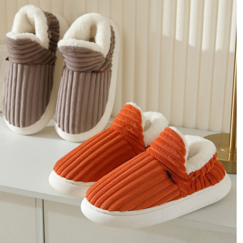 Geschlossene Ferse, Winter-Plüschschuhe mit dicker Sohle für hohen Tragekomfort, Umstandsmode, Damen-Hausschuhe, warme Baumwollschuhe für Herren_voghion.com