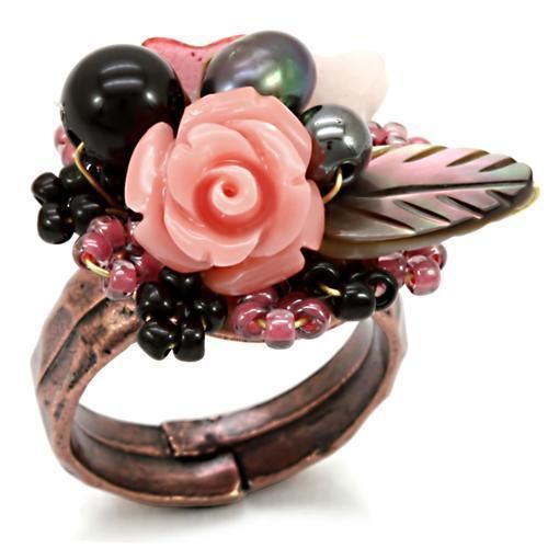 LOA596 - Antique Tone Brass Ring with Assorted in Multi Color_voghion.com
