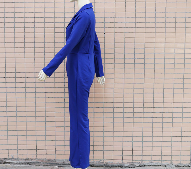 Tuta professionale slim fit a maniche lunghe con temperamento alla moda da donna_voghion.com
