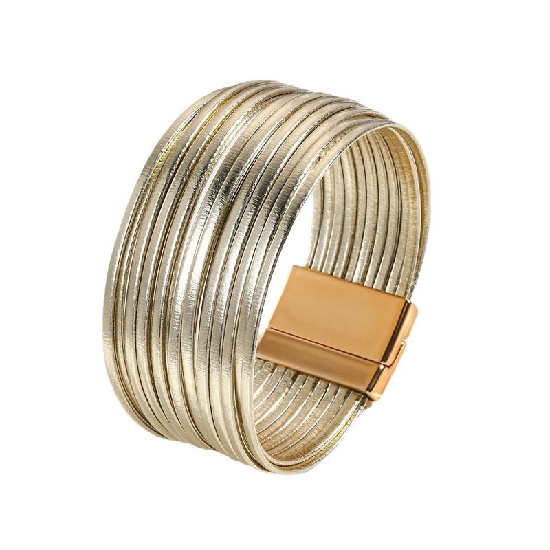 New Multi-Strap Women's Cord Versatile PU Leather Magnetic Clasp Bangle Bracelet_voghion.com