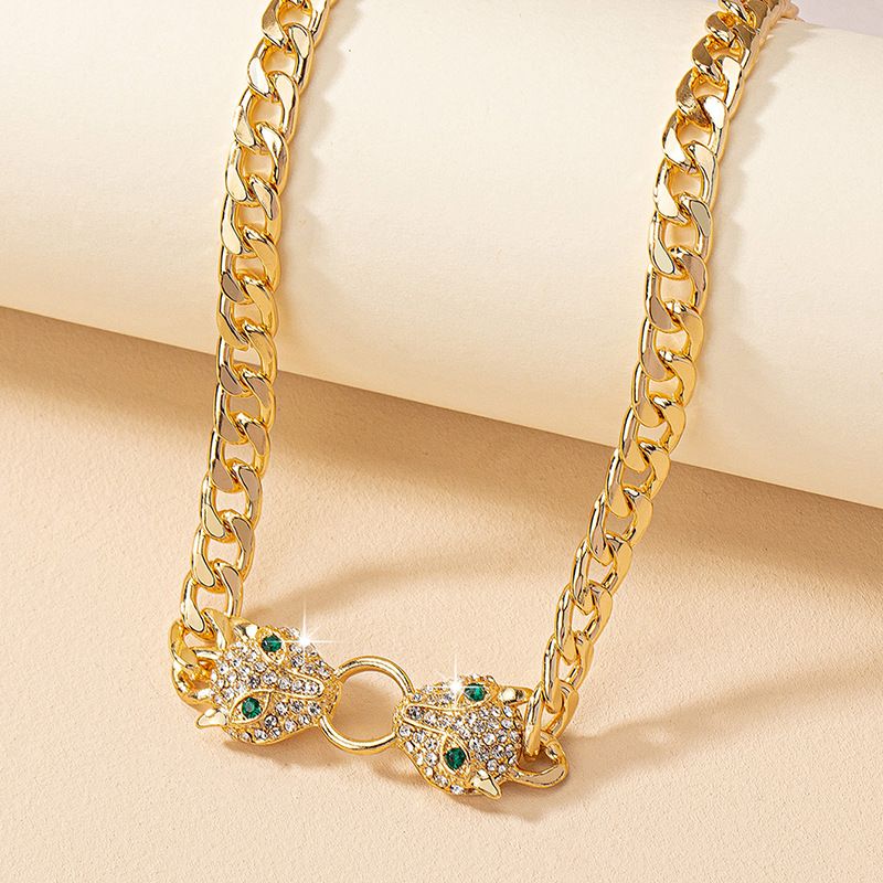 Collana unisex in argento con ciondolo a forma di testa di leone rotonda, stile semplice e smaltata._voghion.com