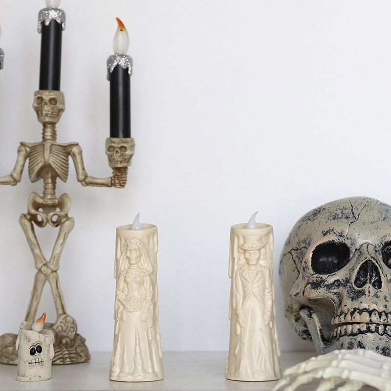 Halloween Skull Lights, LED Glowing Candles, Spooky Decorations, Decorative Props, Ghost Bride And Groom, Couple Lamp Ornaments_voghion.com