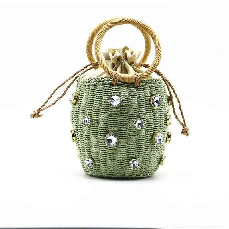 Designer Bags Summer Round Rattan Handmade Dia Pearl Bohemian Leisure Straw Bucket Knitting Shoulder Crossbody Beads_voghion.com
