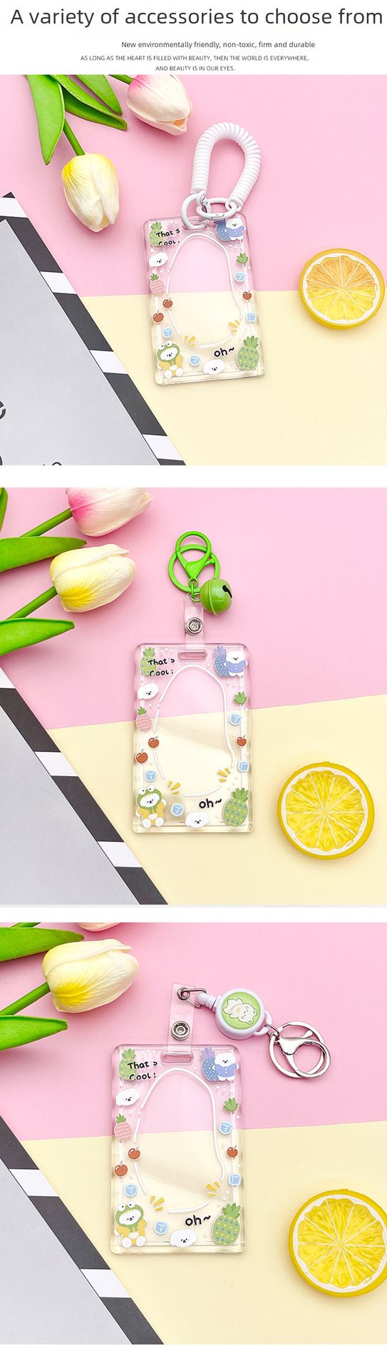 ins Cute Cartoon Simple Transparent Card Set Campus Bus Meal Card Factory Brand Permis de muncă Husă de protecție Hard Shell Brand_voghion.com