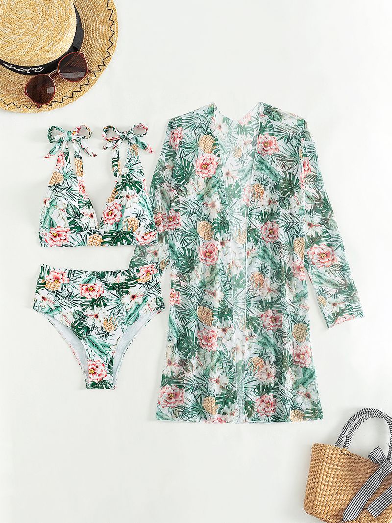 Women's Premium Bikini Set - 3 Piece Sexy Swimwear With Floral Print & Multiple Colors_voghion.com