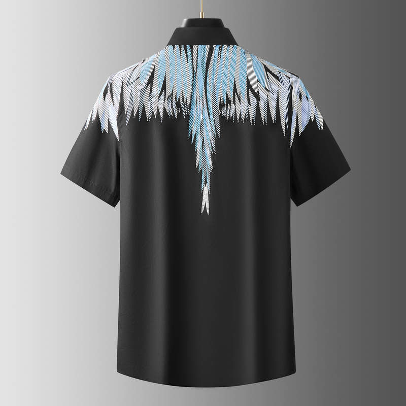 Unbeatable Quality MB New Feather Wing Positioning Printed Short Sleeved Shirt Casual Men's Hot Selling Item_voghion.com