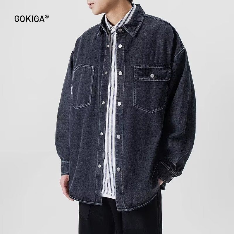 Chemise en jean à manches longues pour homme, idéale en toutes saisons, style décontracté américain, style rétro, simple et décontracté, pour jeunes hommes, Tide Six_voghion.com