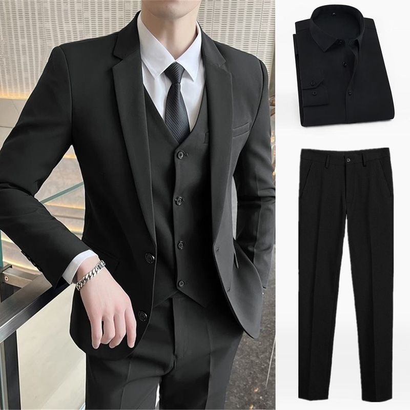 Conjunto de alta gama para hombre CT con hombreras, chaleco, uniforme de negocios y traje de boda._voghion.com