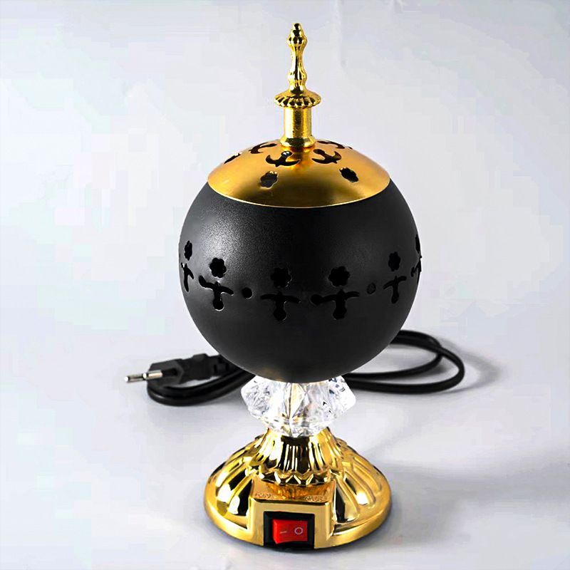 Bruciatore di incenso elettrico per aromaterapia a forma di sfera rotonda araba, decorazione per la casa, Dubai_voghion.com