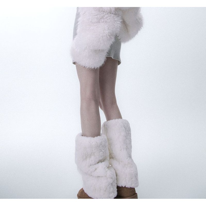 2025 Fall/Winter New Thickened Warm Fleece Leg Warmers For Snowy Conditions_voghion.com