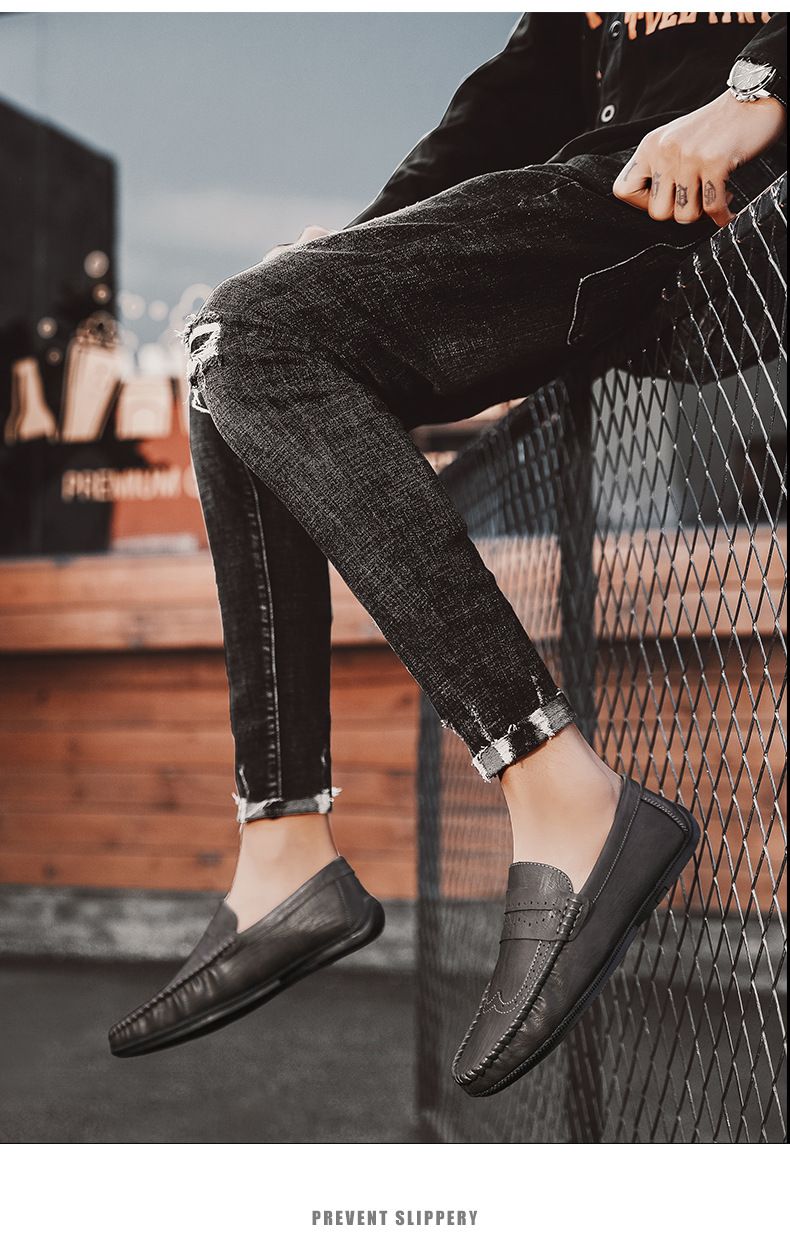 Neue Herrenschuhe im britischen Stil, Brock Vintage, lässige Bean-Schuhe, atmungsaktive, weiche Sohle, rutschfeste Lederschuhe_voghion.com