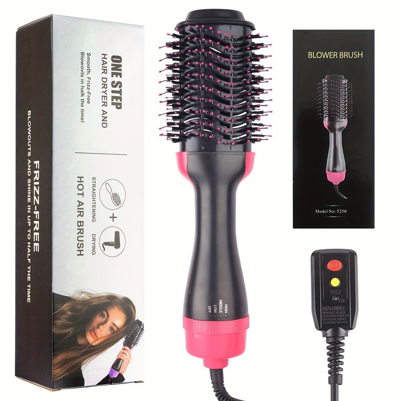 Spazzola ad aria calda multifunzionale 2 in 1, asciugacapelli e styler in un unico passaggio, uso asciutto e bagnato, regali di Natale per le donne_voghion.com