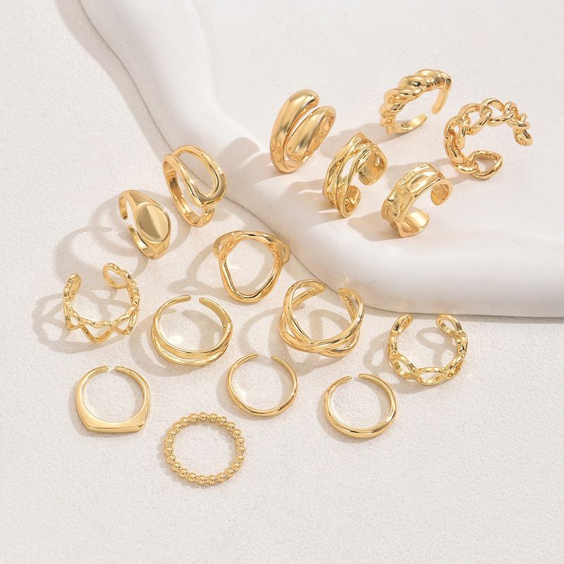 Damenschmuck Elegant Geometrisch 16 Stück/Set Geometrischer Licht Luxus Stil Damen Herz Design Offener Ring Persönlichkeit Nischendesign Ring Set Alle Match_voghion.com