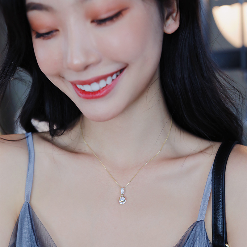 VENUS Sier Sterling Flash Collana con diamanti Fashio Cristallo Zircone Goccia d'acqua Ciondolo da donna Catena clavicola_voghion.com