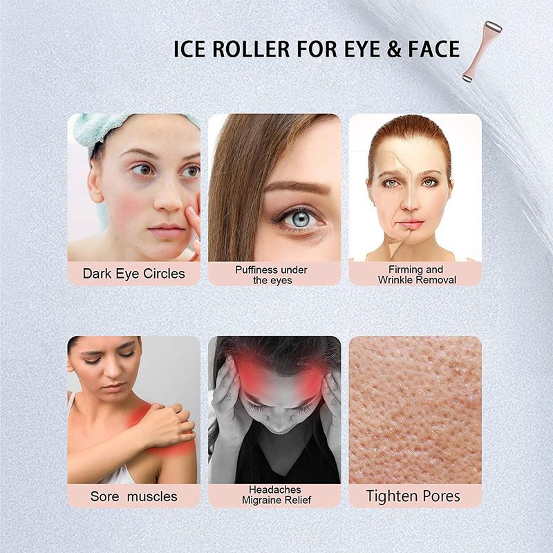 Paslanmaz Çelik Çift Uçlu Yüz Masaj Silindiri Yüz Göz Buz Silindiri Şişlik Migren Ağrısı Giderici Güzellik SPA Cilt Bakım Aracı_voghion.com