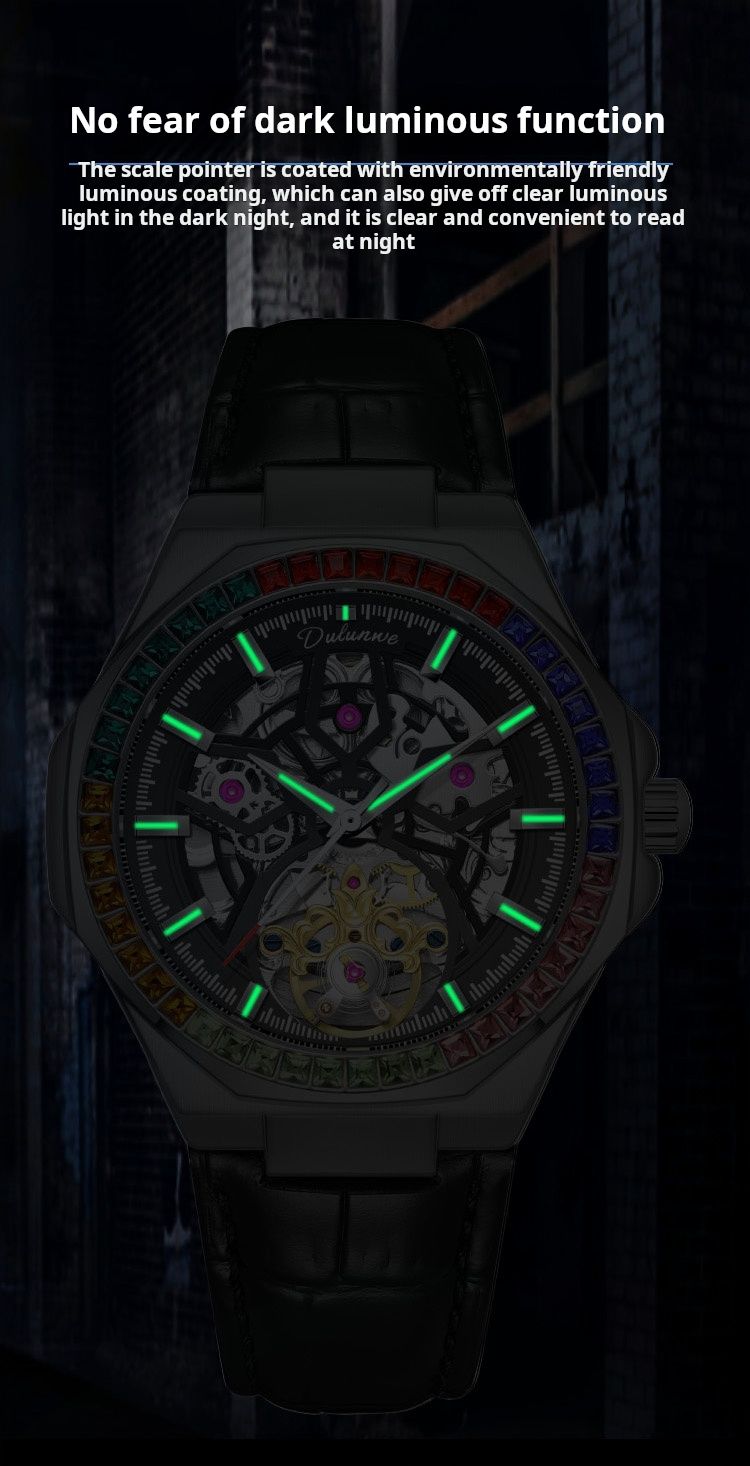 Orologio meccanico di lusso Tourbillon con cinturino in pelle, scheletro automatico, orologio da polso da uomo, moda, carica automatica, Reloj Hombre_voghion.com