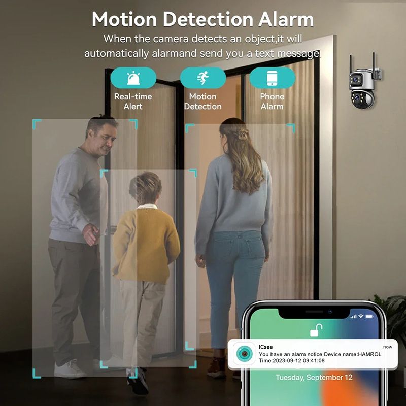 3MP WiFi-beveiligingscamera voor buiten met dubbele lens, nachtzicht, IP66 waterdicht, TF-kaartopslag (opties voor Amerikaanse/Europese/VK/AU-stekkers)_voghion.com