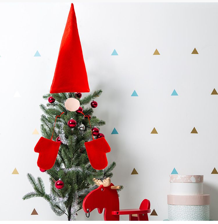 Şenlikli Noel Ağacı Tepesi Seti - Noel Baba Şapkası, Burun ve Eldiven Tasarımı - Tatil Ağaçları İçin Benzersiz Dekoratif Yıldız_voghion.com