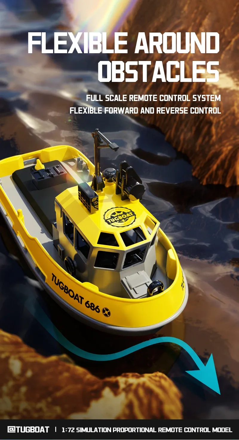 Nuevo barco RC 686 1/72 potente barco de control remoto inalámbrico de motor dual 2,4 G, modelo de remolcador eléctrico, juguetes para niños_voghion.com