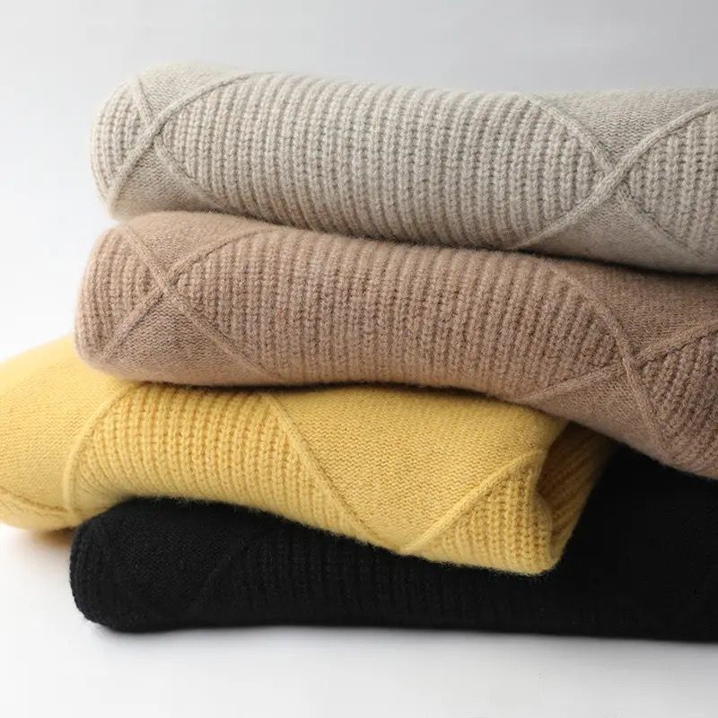 Maglione pullover da donna autunno e inverno nuovo, spesso, caldo, alla moda, lavorato a maglia, in lana, con collo alto DF4845_voghion.com