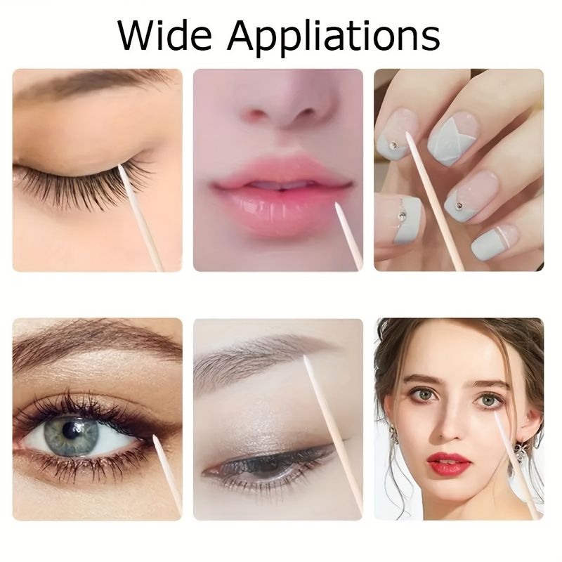 100/300/500/1000 Stück 50/100er-Set Wattestäbchen für präzises Make-up, Augenbrauen- und Wimpernkunst – Einweg, Beauty Essentials_voghion.com