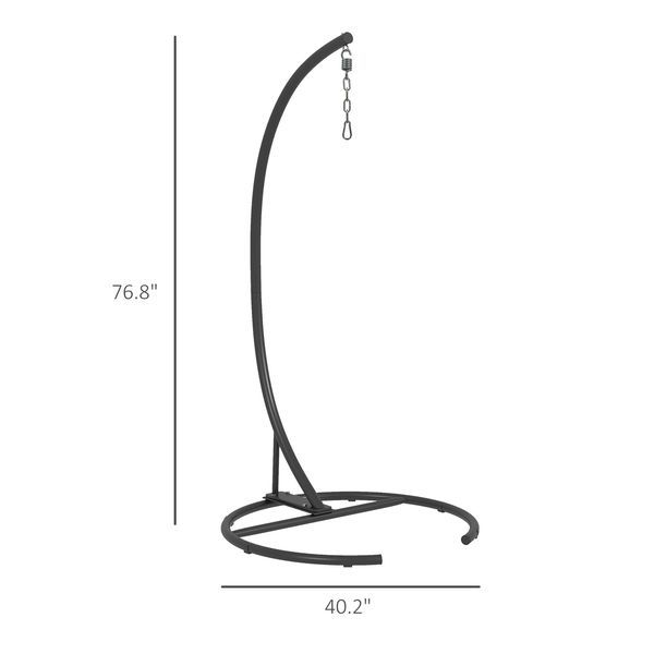 Hanging Hammock Chair Stand Round Base 40.2 X 76.8 Black Sturdy Outdoor Relaxation_voghion.com