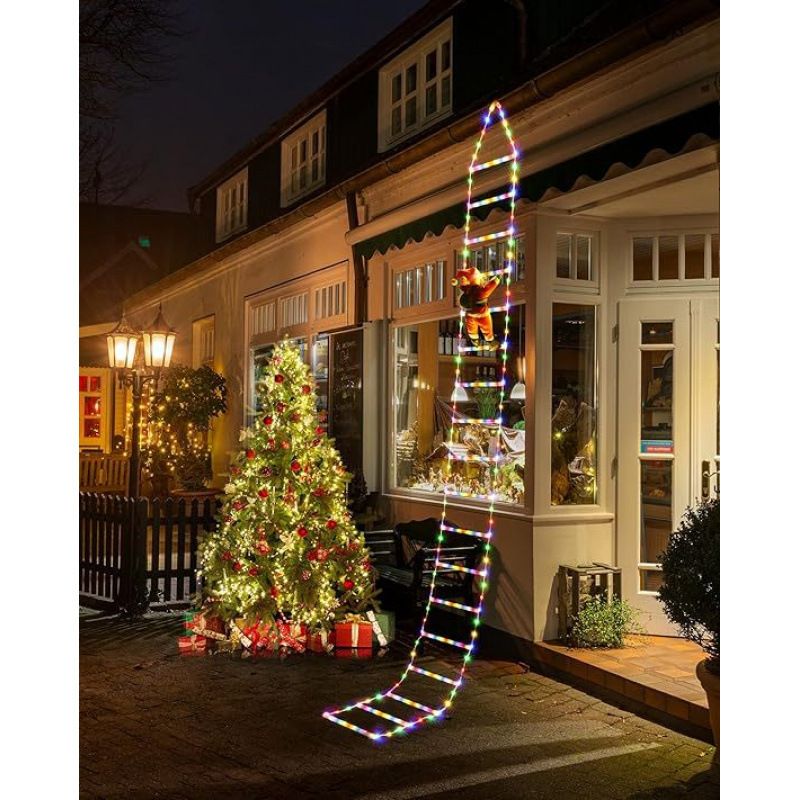LED Santa Claus Climbing Decoration Waterproof Eaves Colorful New Ladder Christmas Atmosphere String Lights_voghion.com