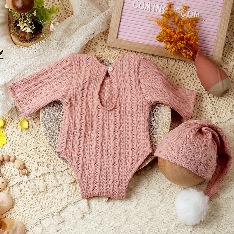 Ylsteed 2 pezzi set neonato servizio fotografico vestiti maglia neonato tuta con pompon cappello neonato fotografia props_voghion.com