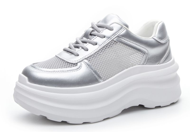 Echtes Leder Dicken Sohlen Weiß Cloud Traum 25 Frühling Neue Stil Doppel Net Casual Modische Sport Für frauen Schuhe_voghion.com