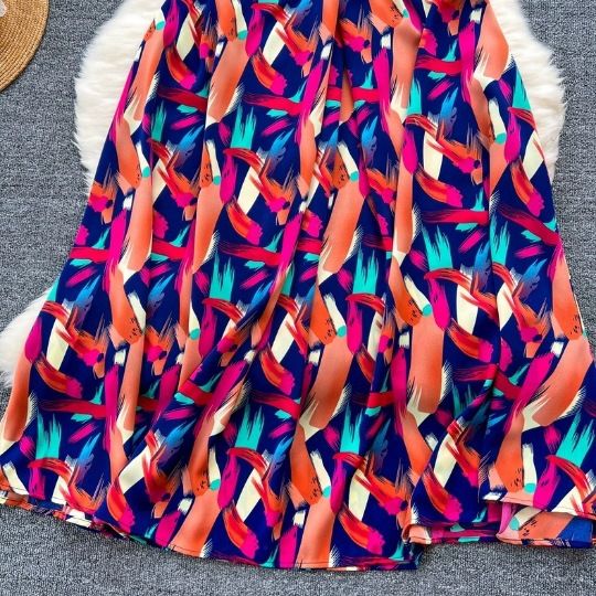 Elegantes Wickelkleid mit Blumendruck – Vintage-inspiriertes A-Linien-Midikleid mit Gürtel in der Taille, Chiffonstoff, Büro- und Freizeitkleidung_voghion.com