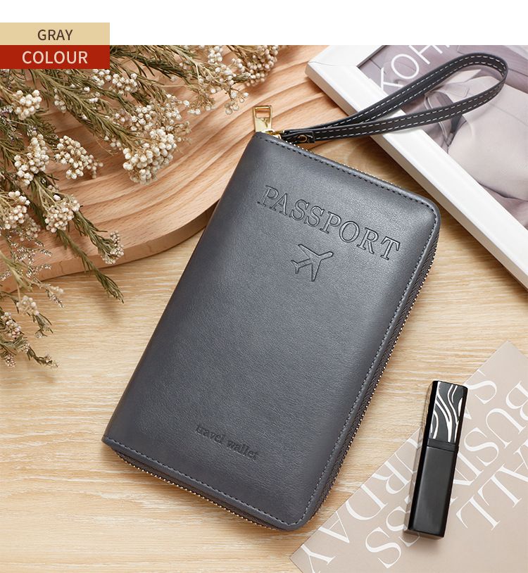 Passport Covers RFID Long Passport Holder Ticket Storage Document Bag Multifunctional Travel Zipper Handheld Passport Bag_voghion.com