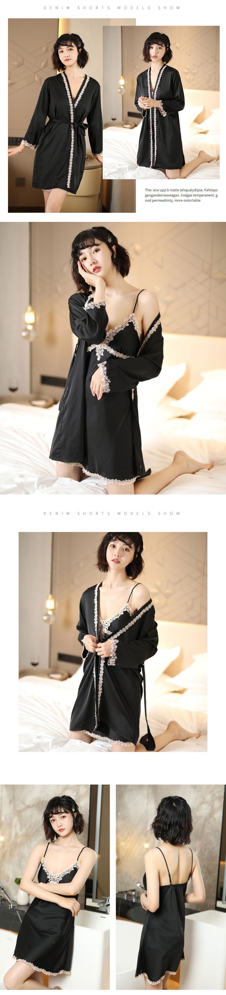 Camicia da notte sexy invernale da donna in due pezzi, accappatoio sottile in seta ghiacciata primaverile e autunnale_voghion.com