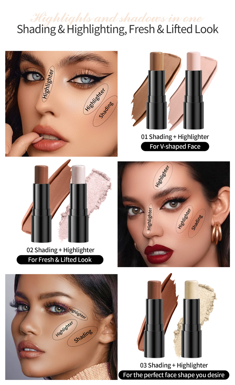 HelloKiss javítás sztereó arc dupla fej árnyék highlight stick korrektor krém smink_voghion.com