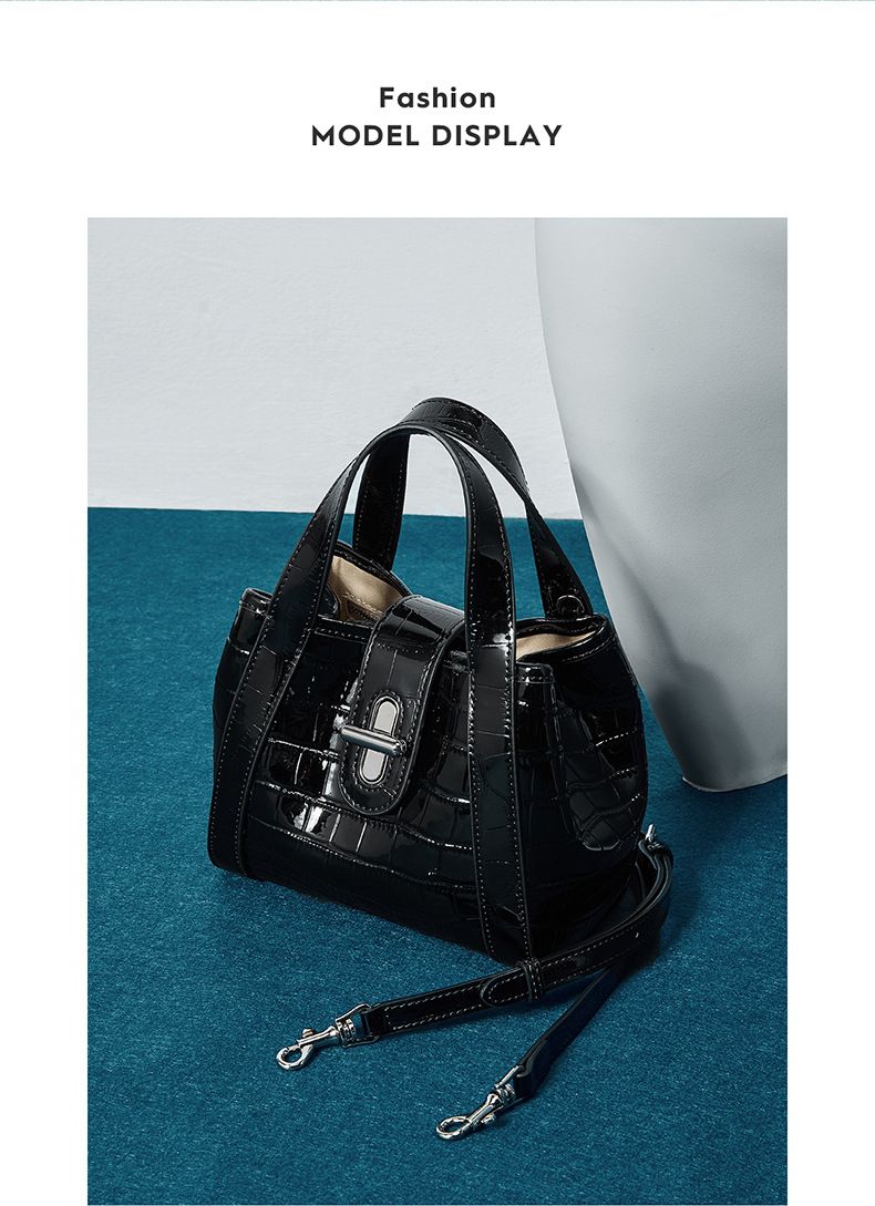 Genuine Leather Women's Bag Commuter Messenger Bag Crocodile Pattern Light Luxury Niche High End Vegetable Basket Tote Bag_voghion.com