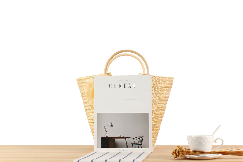 Nuova borsa intrecciata a mano in rattan con fiori di grande capacità e borsa intrecciata in paglia per le vacanze al mare_voghion.com