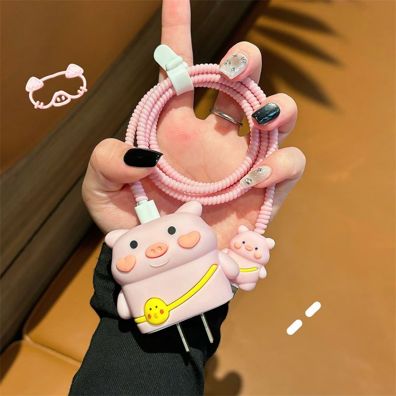Niedliches Schwein 16/15 Ladekabelschutz, geeignet für 14 Wickelkabel, 13 Bruchschutz, 20 W Kopf_voghion.com