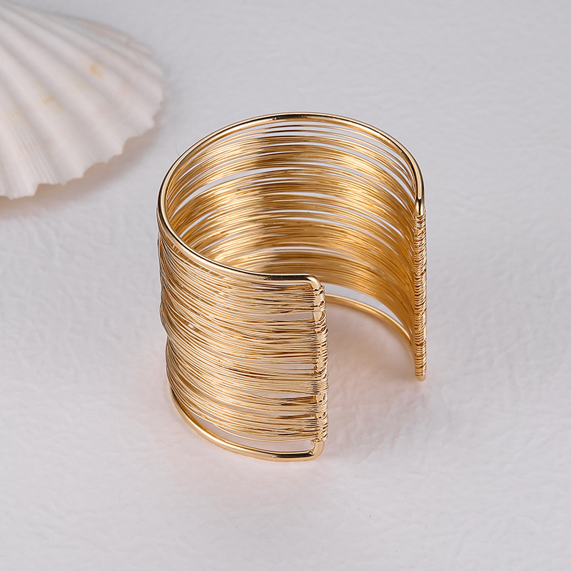 Punk Multilayer Metal Wires Strings Bracelets Bangles For Women Vintage Exaggerated Wide Open Cuff Bangles Fashion Jewelry Gifts_voghion.com