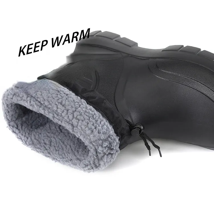 Schwarz Wasserdicht Mode Licht Männer Regen Outdoor Slip auf Stiefeletten Comfor Hohe Qualität Arbeits Schuhe Männlichen_voghion.com