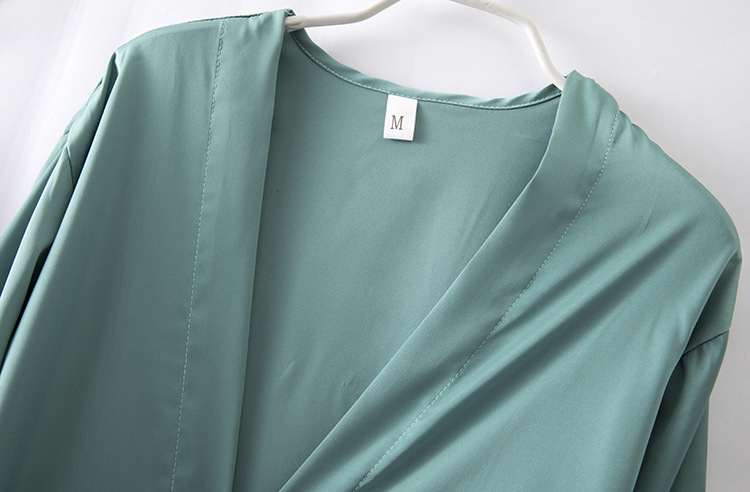 Pigiama da donna sexy in seta ghiacciata sottile, set da cinque pezzi con spalline, cuscinetto per il torace, camicia da notte a maniche lunghe, abbigliamento esterno in seta per la casa_voghion.com
