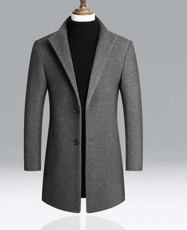 Mode lichte luxe klassieke heren casual herfst en winter verdikte middellange tweed trenchcoat Hot koop!_voghion.com