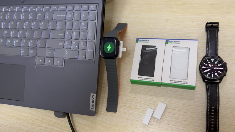 Dual interface portable watch charger for Apple Samsung Watch universal wireless charger T316_voghion.com