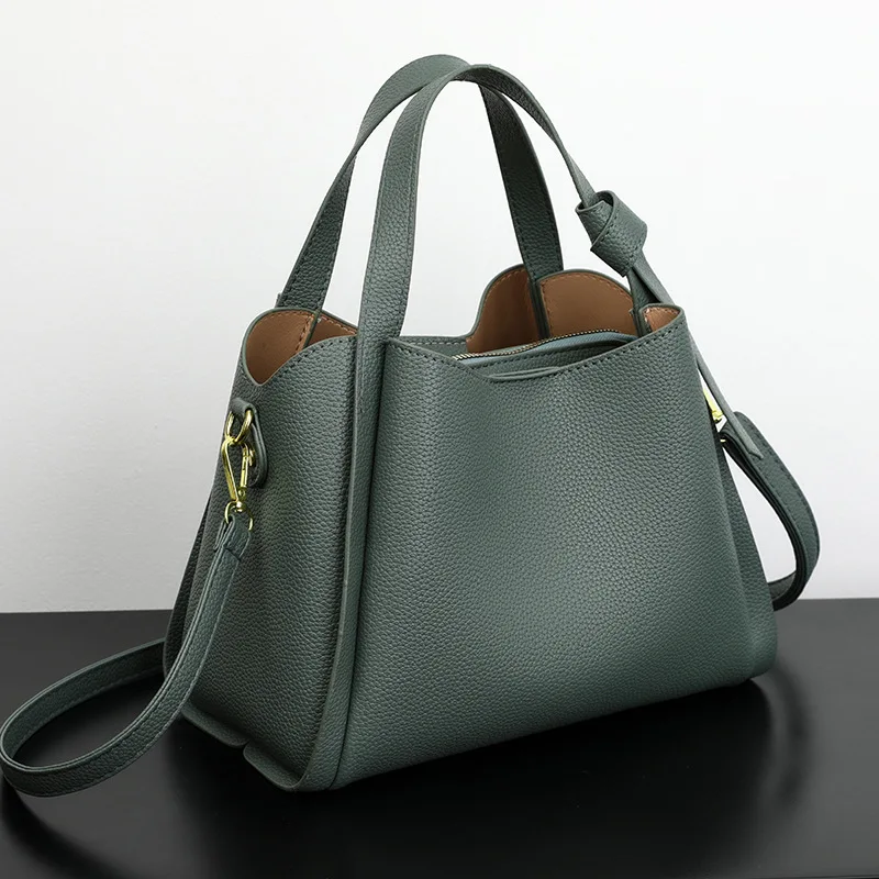Borse a tracolla a secchiello versatili Borse a tracolla a tracolla a tracolla in pelle PU di design di lusso da donna Borsa a mano casual in tinta unita da donna_voghion.com