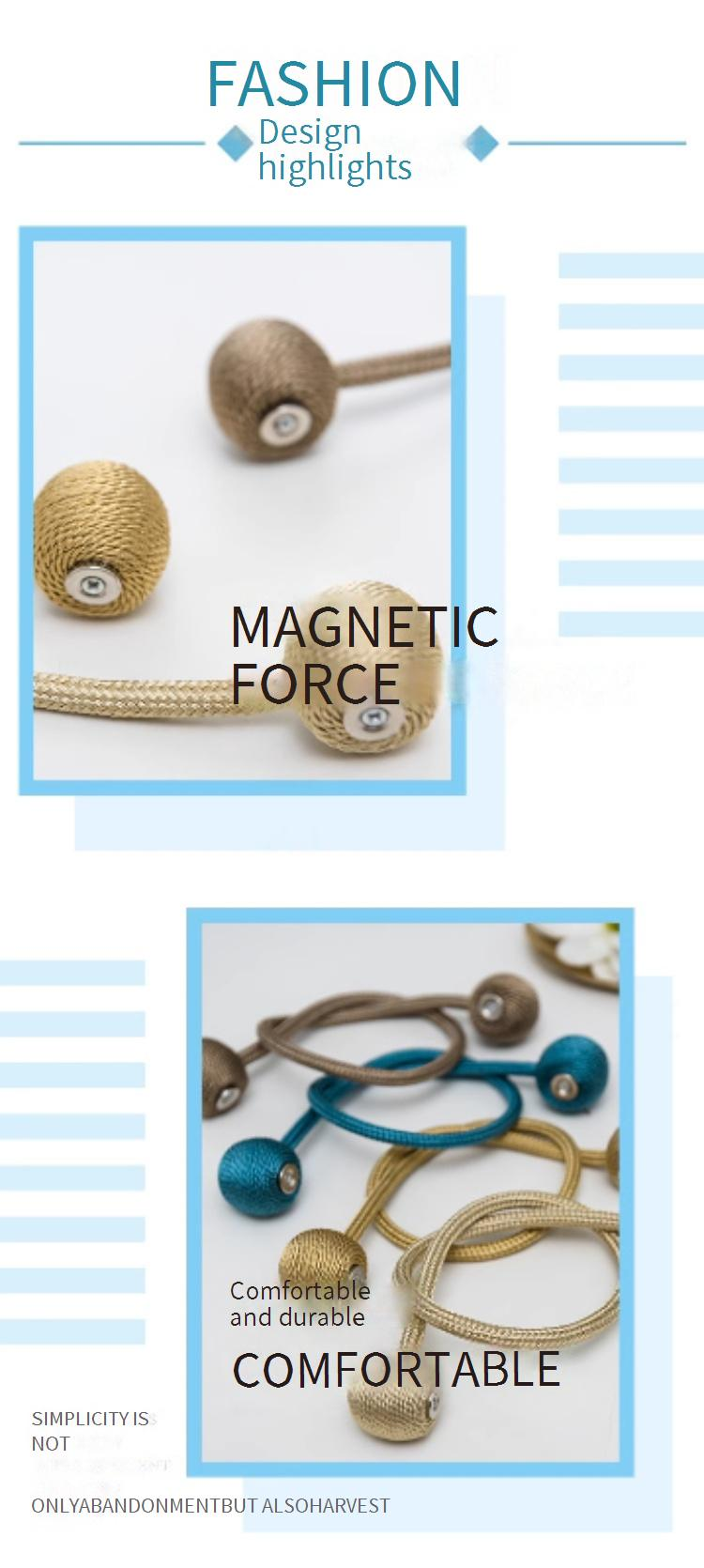 Hebilla de cortina con bola magnética de succión magnética de alta resistencia para muebles del hogar, cuerda de amarre, auricular, accesorios para cortina_voghion.com