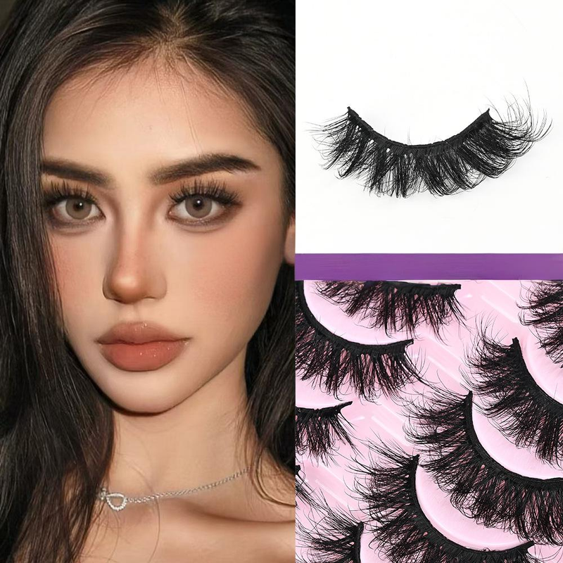Lot de 10 paires de faux cils tridimensionnels multicouches, denses et naturels, pour maquillage de scène_voghion.com