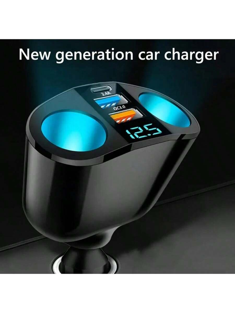 QC3.0 Car Charger Lighter Socket Splitter 12V/24V Dual USB Power Adapter Car Socket 5 Ports For Mobile Phone DVR Charging Type-C_voghion.com